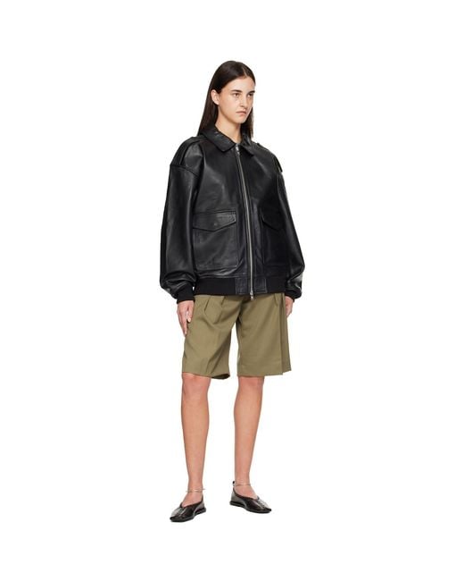 Frankie Shop Black Viper Leather Jacket