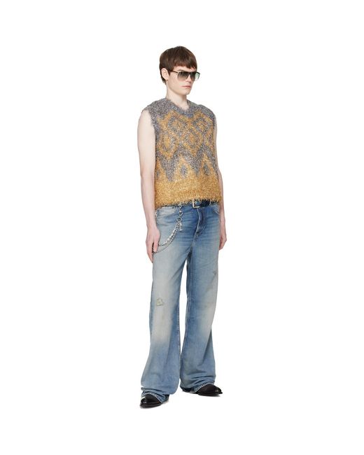 Acne Blue Metallic Knit Vest for men