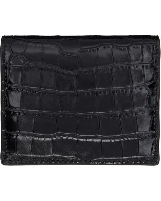 Totême Black T-Lock Croco-Embossed Card Holder