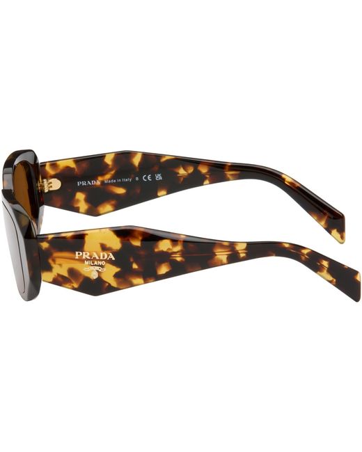 Prada Brown Rounded Rectangle Acetate Sunglasses