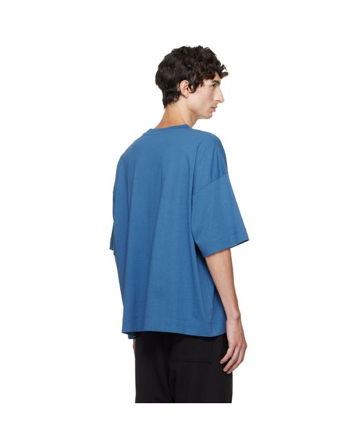 Dries Van Noten Blue Dropped Shoulder T-Shirt for men