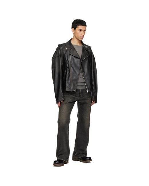 Maison Mihara Yasuhiro Black Vest Combined Coating Faux-Leather Jacket for men