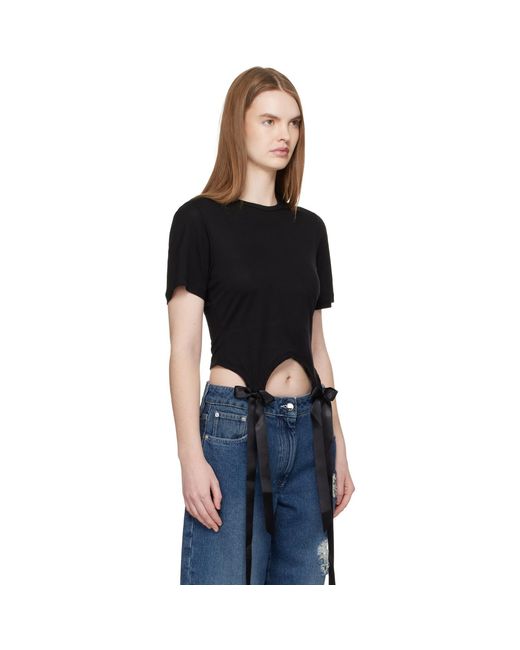 Simone Rocha Black Bow Tail Easy T-Shirt
