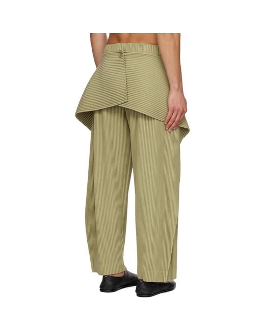 Homme Plissé Issey Miyake Green Cover And Fold Trousers for men