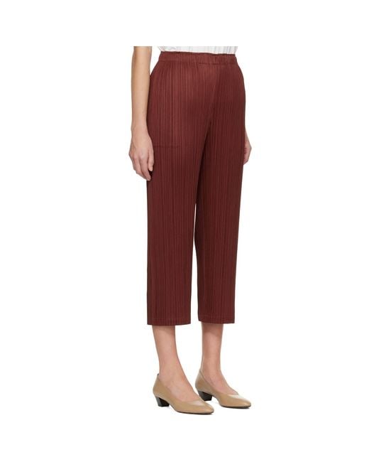 Pleats Please Issey Miyake Red Burgundy Monthly Colors October Trousers