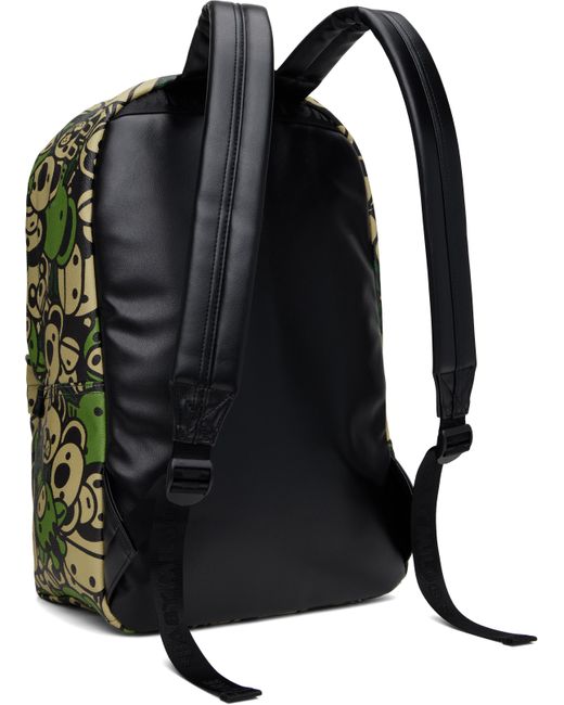 A Bathing Ape Green Faux Leather Large Backpack for men