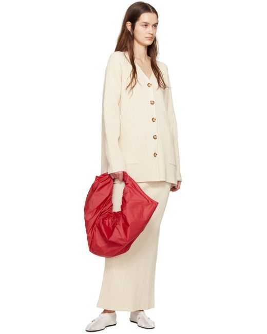 Amomento Red Shirring Tote
