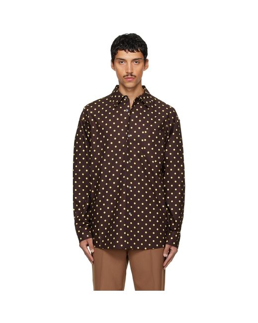 Marni Brown Polka-Dot Shirt for men