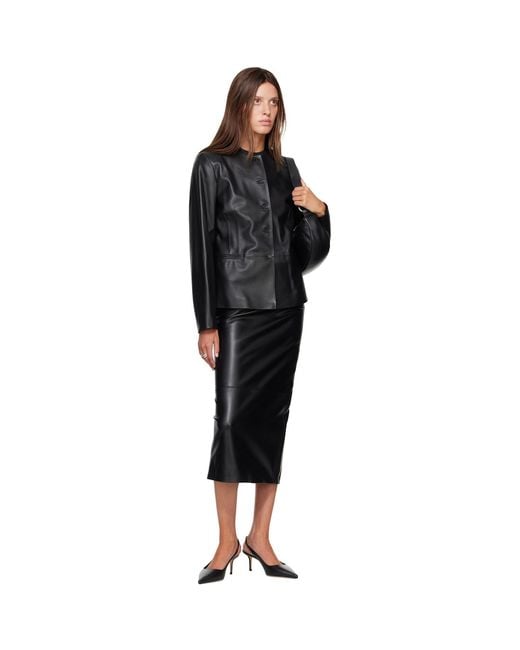 Loulou de Saison Black Adea Collarless Leather Jacket