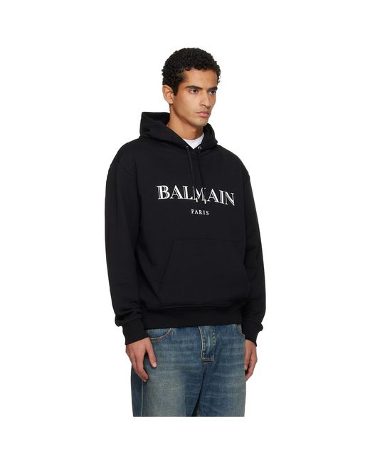 Balmain Black '' Printed Hoodie for men