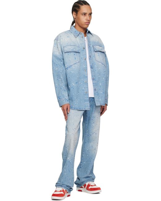 Off-White c/o Virgil Abloh Blue Paint Splatter Denim Jacket for men