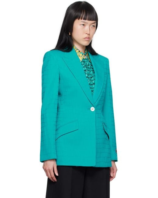 Versace ブルー ジャカード テーラードジャケット Blue