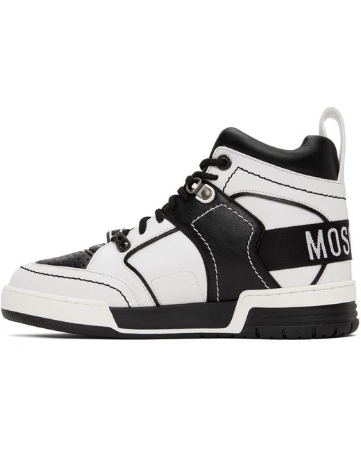 Moschino Black & White Streetball Asymmetrical Sneakers for men