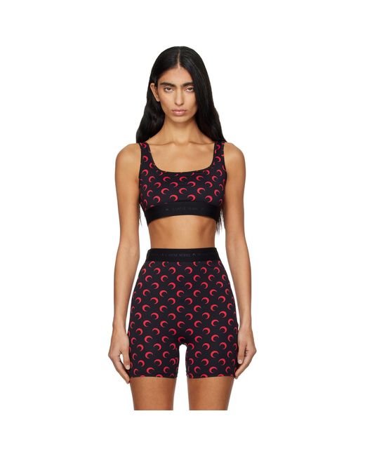 MARINE SERRE Black Ssense Exclusive Recycled Moon Jersey Sport Bra