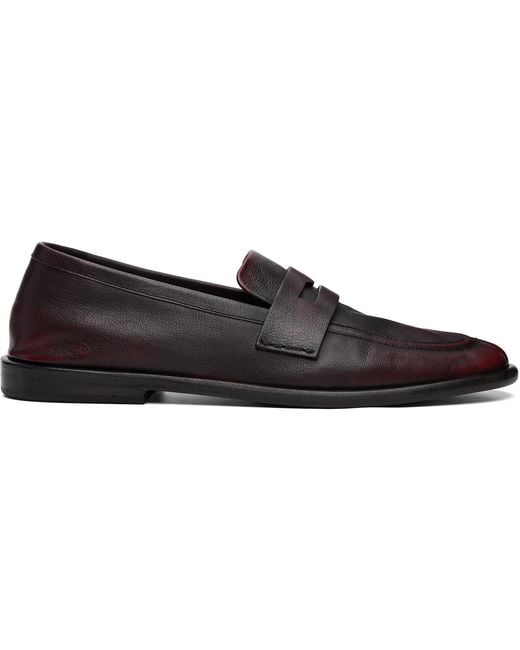 Marsèll Black Burgundy Stesa Soft Pebbled Leather Loafers for men
