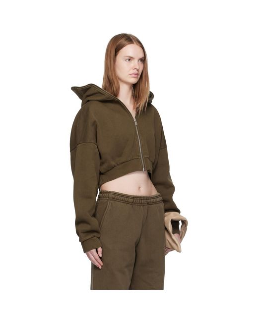 Entire studios Brown Cropped Full Zip Hoodie