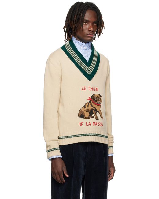 メンズ Valentino ベージュ 'Le Chien De La Maison' ジャカード ウール セーター Black