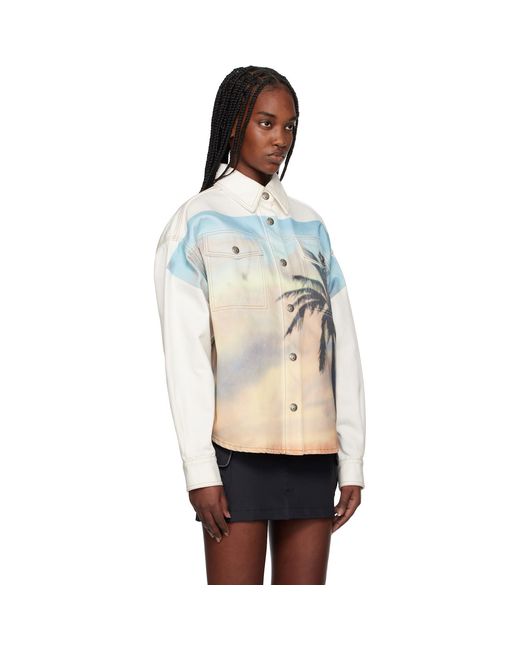 Palm Angels Black Off- Sunrise Palm Denim Overshirt