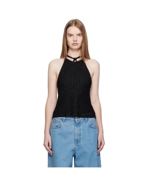 Christopher Esber Black Imber Metallic Halter Top