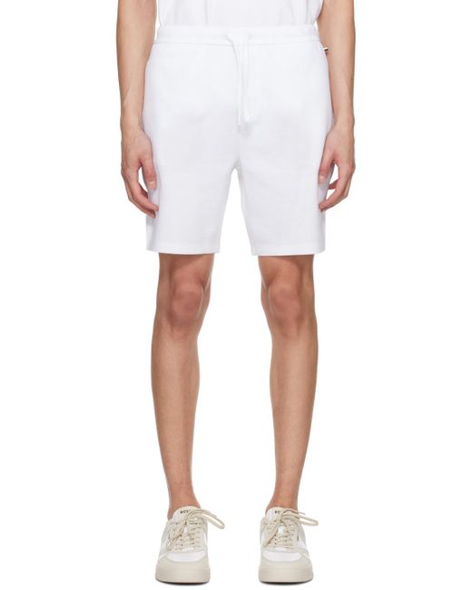 Boss White Embroide Shorts for men
