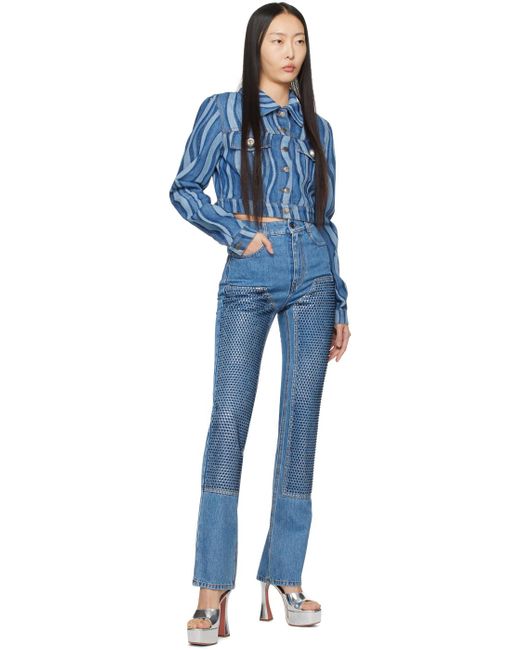 Area Blue Embellished Straight Leg Jeans