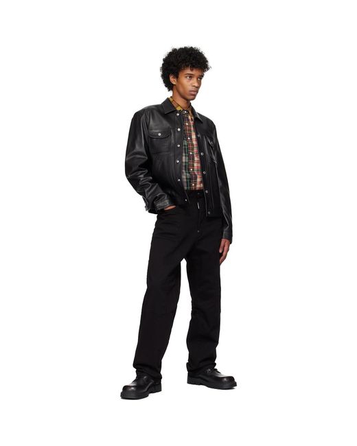 DSquared² Black Boxy Jean Leather Jacket for men