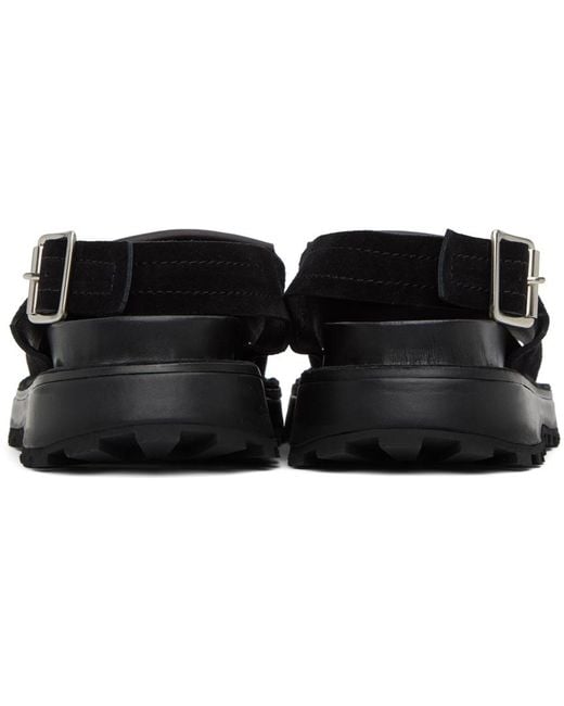 Jil Sander Black Reverse Suede Sandals for men