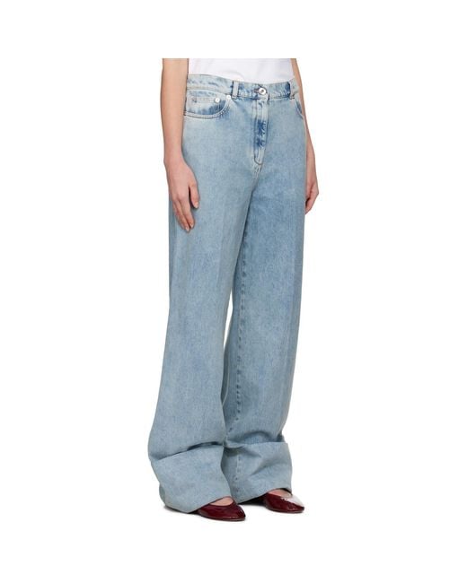 Lanvin Blue Wide-Leg Cuffed Jeans