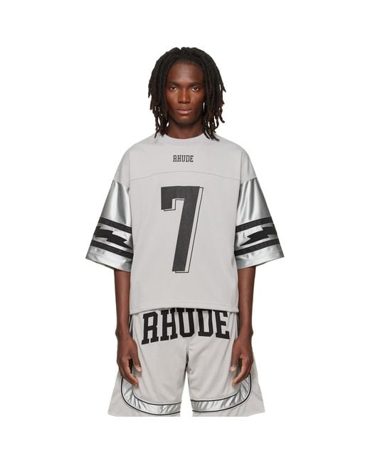 Rhude Gray Lightning Football Jersey for men