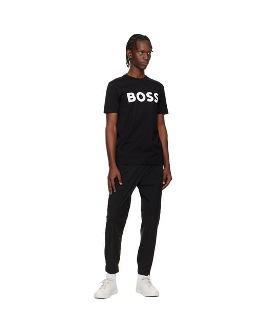 Boss Black Large Logo Print Cotton-Jersey T-Shirt for men