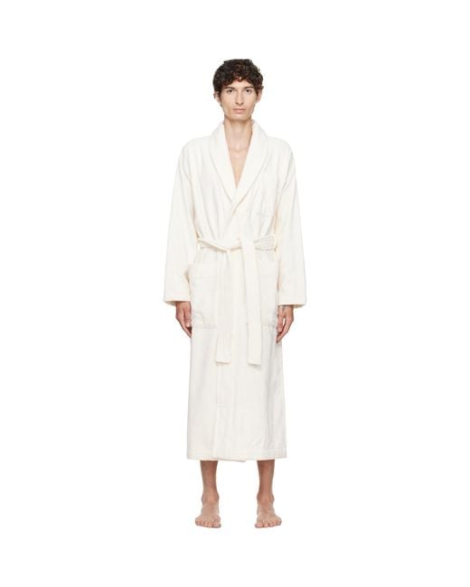 Tekla White Off- Terry Classic Bathrobe for men