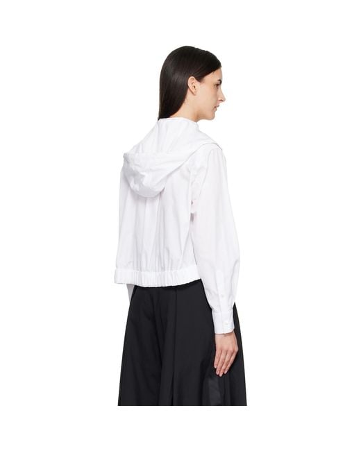 Sacai White Poplin Hoodie