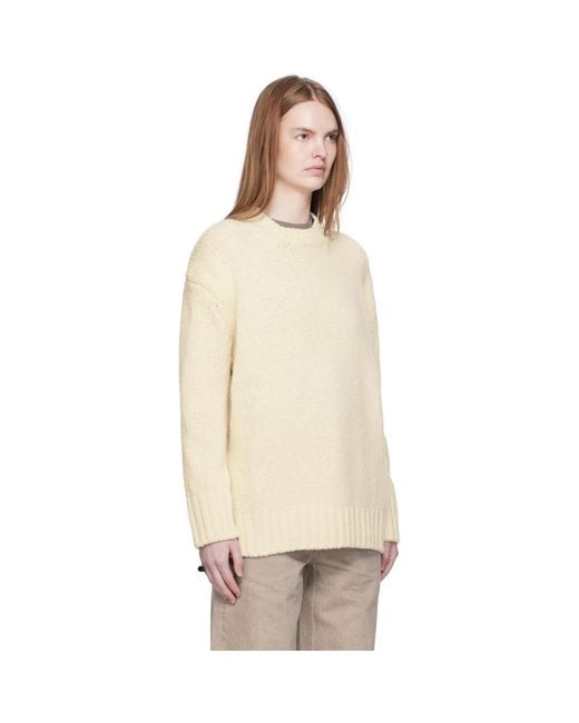 ARCH THE Natural Off- Basic Round Neck Knit Sweater