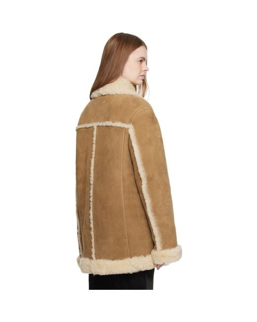 Maison Margiela Natural Tan Caban Shearling Coat