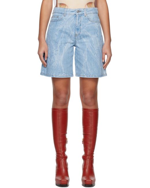 Stella McCartney Blue Crinkle Denim Shorts