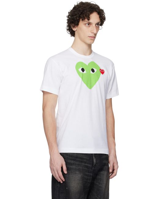 メンズ COMME DES GARÇONS PLAY ホワイト パステルハート＆レッドエンブレム Tシャツ Black