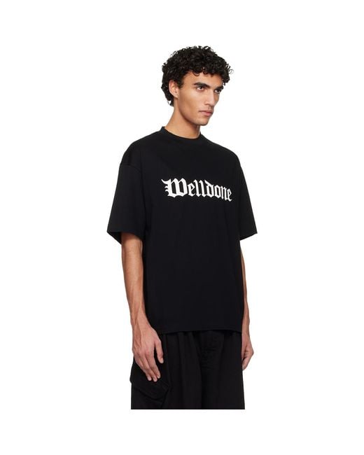 we11done Black Gothic Logo T-Shirt for men