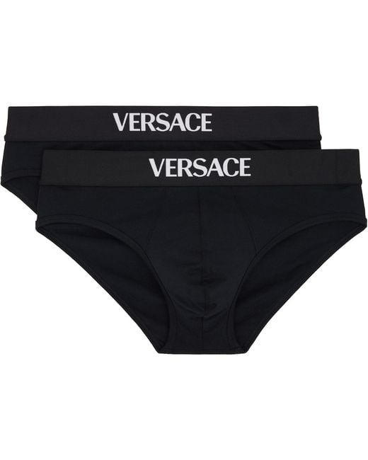 Versace Black Two-Pack Cotton-Jersey Briefs for men