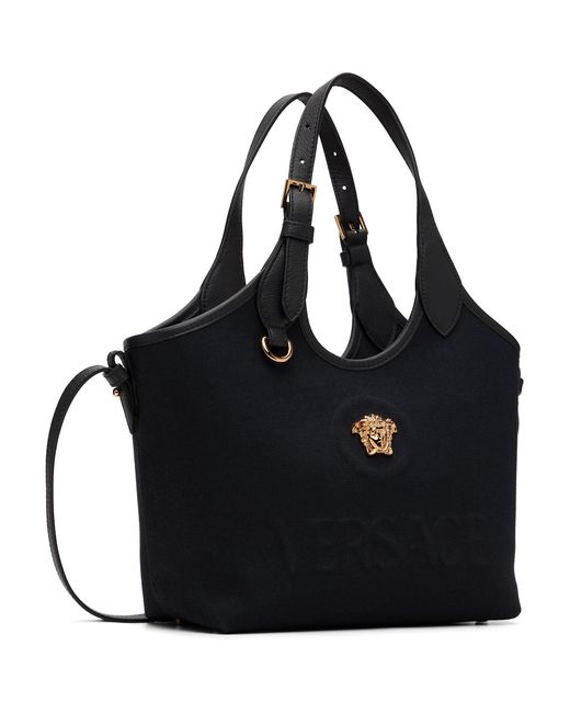 Versace Black 'La Medusa' Canvas Mini Tote