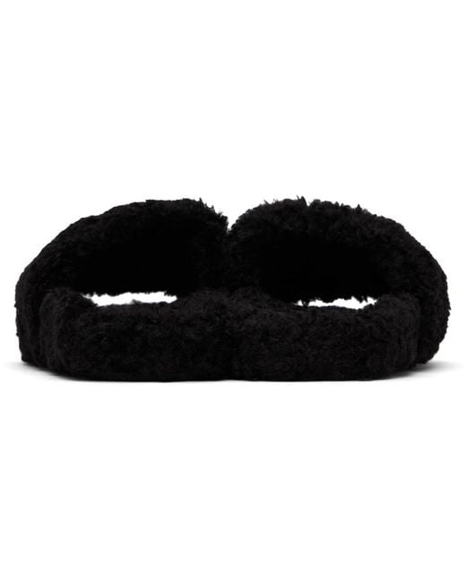 Balenciaga Black Furry Slide Sandals for men