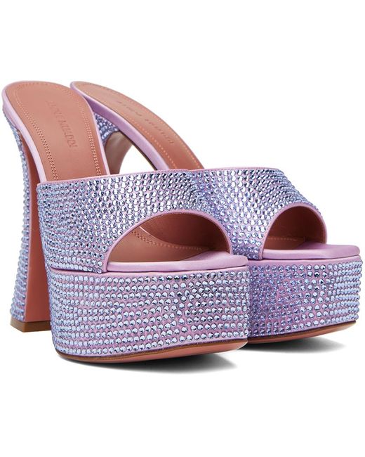 AMINA MUADDI Purple Dalida Crystal Heeled Sandals