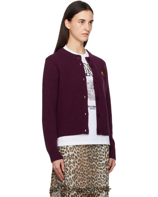 Ganni Purple Wool Mix Cardigan
