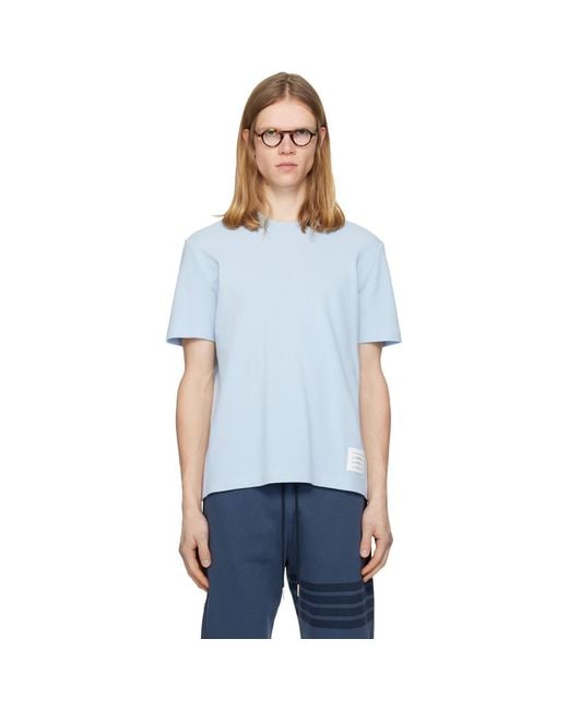 Thom Browne Blue Classic Pique 4-Bar T-Shirt for men
