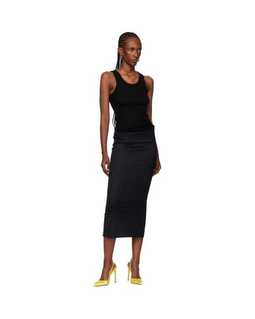 Mugler Black Ribbed Tank Top
