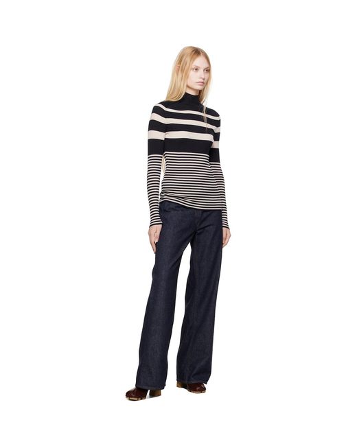 Moncler Black Striped Wool Turtleneck
