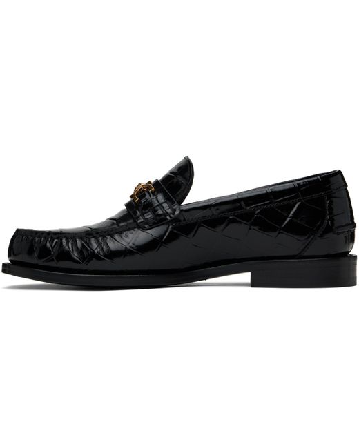 メンズ Versace ブラック Medusa '95 クロコエンボス ローファー Black
