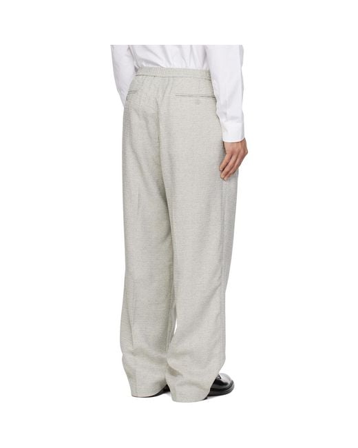 Lacoste White Relaxed Fit Slub Weave Trousers for men