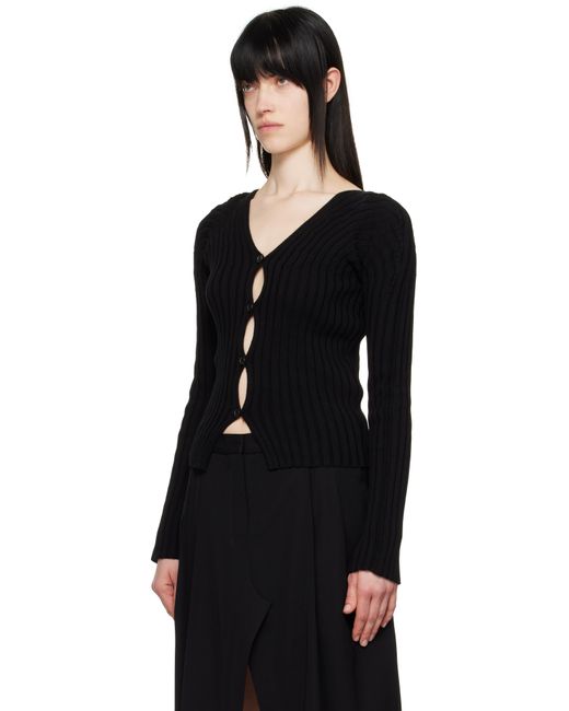 Acne ブラック ボタンアップ リブ カーディガン Black