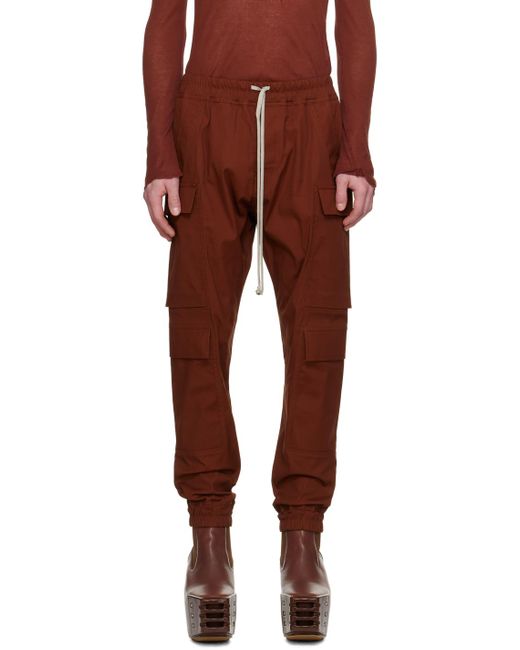 Rick Owens Red Burgundy Mastodon Mega Cargo Pants for men