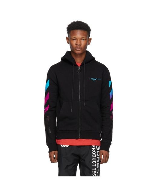 Off-White c/o Virgil Abloh Black Diagonal Gradient Zip Hoodie for